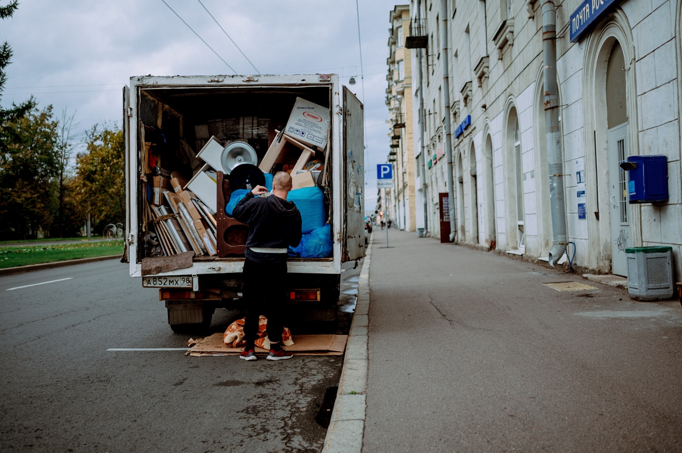 Household items being loaded for moving day